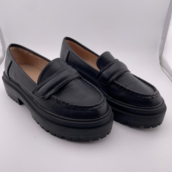 Princess Polly Shoes - Princess Polly Black Chunky Platform Penny Loafers Lug Sole Shoes Size 6 37